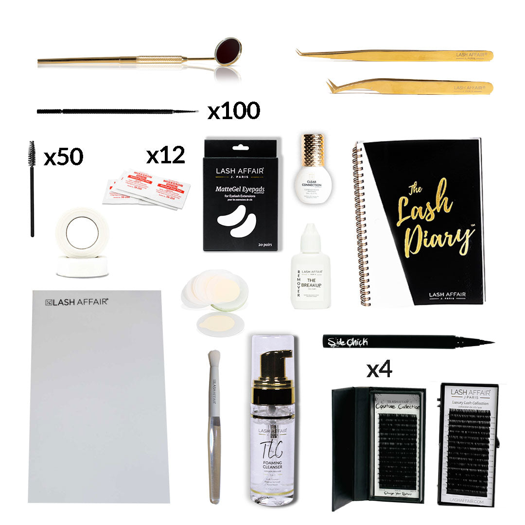 Lash Kit all products laid out