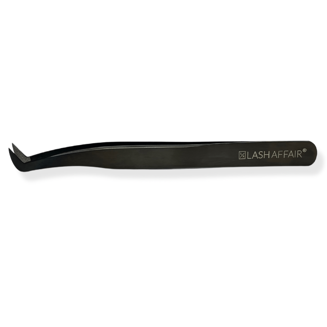 Perfect Fit ribbed matte black volume lash tweezers — main
