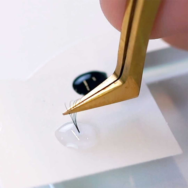 Clear lash adhesive in use — Clear Connection by Lash Affair, no-shadow professional formula